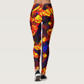Dynamic Red Black Yellow Trendy Abstracte vormen Leggings (Achterkant)