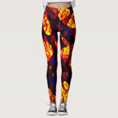Dynamic Red Black Yellow Trendy Abstracte vormen Leggings (Voorkant)