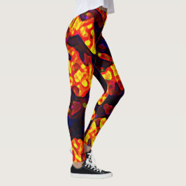 Dynamic Red Black Yellow Trendy Abstracte vormen Leggings