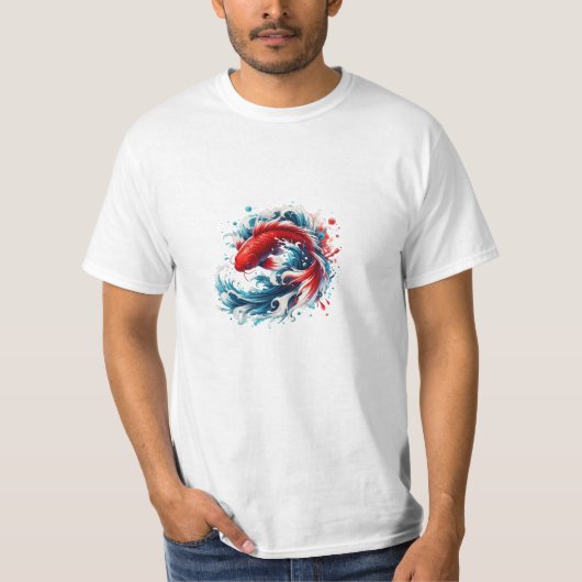 Dynamic Red Koi Splash T-shirt (Voorkant)