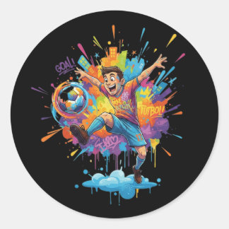 Dynamic Soccer Boy Colorful Cartoon Sticker