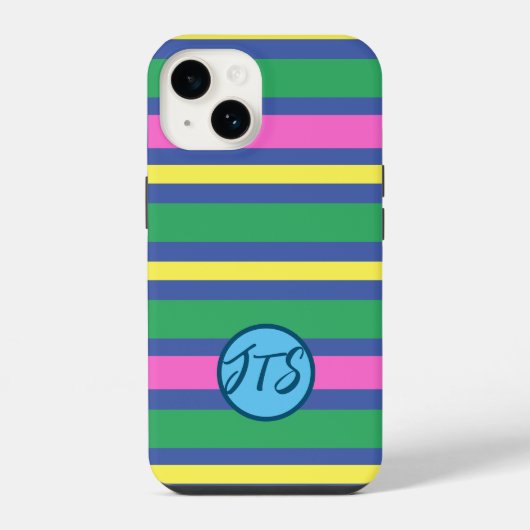 Dynamic Stripes w / Gepersonaliseerd Monogram iPho iPhone Hoesje (Achterkant)