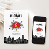 Dynamic Superhero 5th Verjaardag uitnodiging