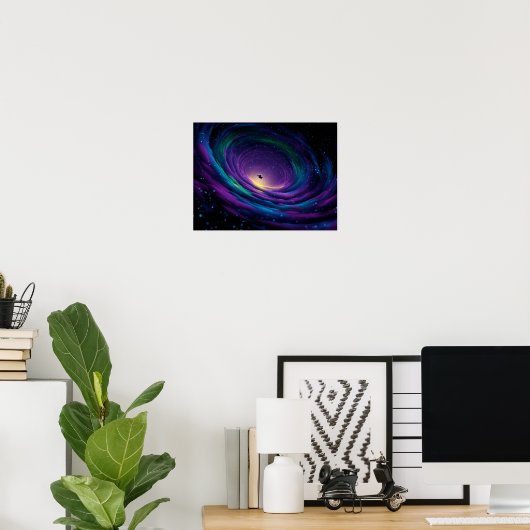 Dynamic Swirling Galaxy Vortex with Central Astron Poster (Thuiskantoor)