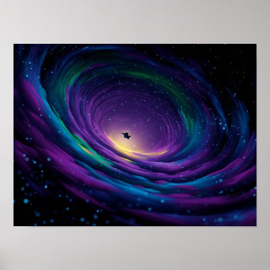 Dynamic Swirling Galaxy Vortex with Central Astron Poster (Voorkant)