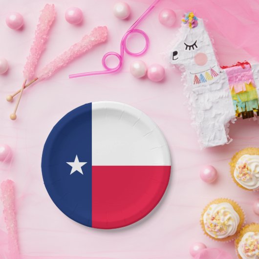 Dynamic Texas State Flag Graphic op een Papieren Bordje (Feest)