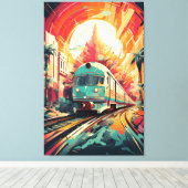 Dynamic Tracks: Levendige treinkunst op Abstract s Canvas Afdruk (Insitu (Houten vloer))