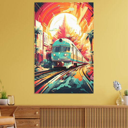 Dynamic Tracks: Levendige treinkunst op Abstract s Canvas Afdruk (Insitu (Woonkamer))