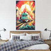 Dynamic Tracks: Levendige treinkunst op Abstract s Canvas Afdruk (Insitu (Slaapkamer))