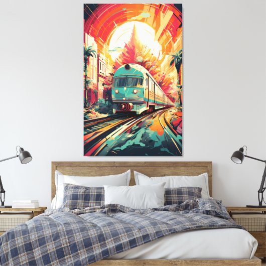 Dynamic Tracks: Levendige treinkunst op Abstract s Canvas Afdruk (Insitu (Slaapkamer))