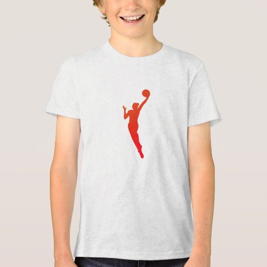 Dynamic Vrouw Basketball Silhouette Design" Tri-Blend Shirt (Voorkant)