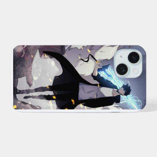 dynamic warrior standing  iPhone 15 case (Achterkant horizontaal)