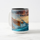 "Dynamic Waters: Realistisch ontwerp met krachtige Tweekleurige Koffiemok (Voorkant links)