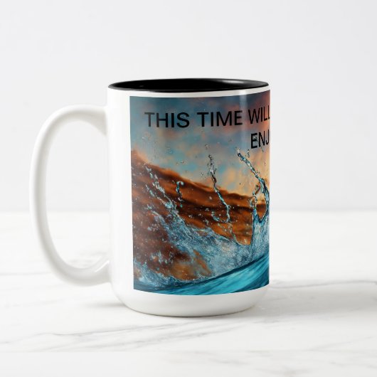 "Dynamic Waters: Realistisch ontwerp met krachtige Tweekleurige Koffiemok (Links)