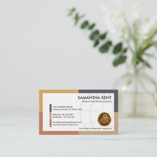 Dynamic White Global Manpower Labour Consultant Visitekaartje (Staand voorkant)