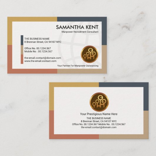 Dynamic White Global Manpower Labour Consultant Visitekaartje (Voorkant / Achterkant)