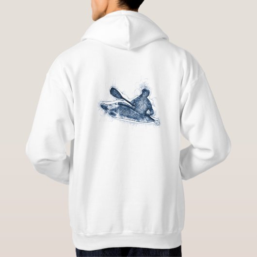 Dynamic Whitewater Kayaker Line Art Hoodie (Achterkant)