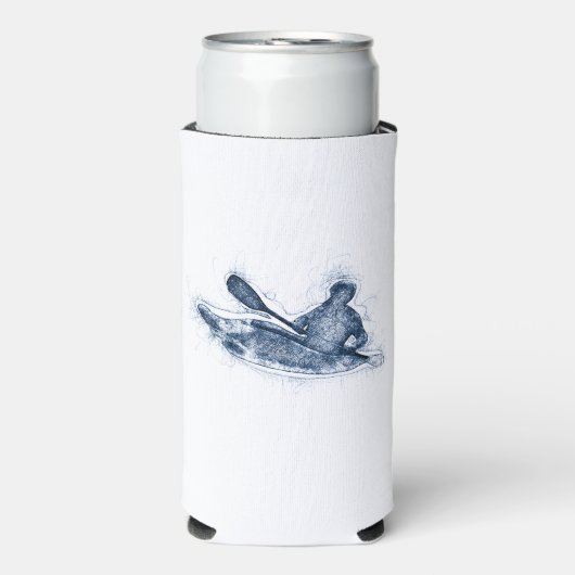 Dynamic Whitewater Kayaker Line Art Seltzer Blikjeskoeler (Seltzer Voorkant)