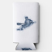 Dynamic Whitewater Kayaker Line Art Seltzer Blikjeskoeler (Achterkant)