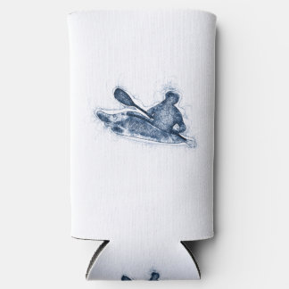 Dynamic Whitewater Kayaker Line Art Seltzer Blikjeskoeler