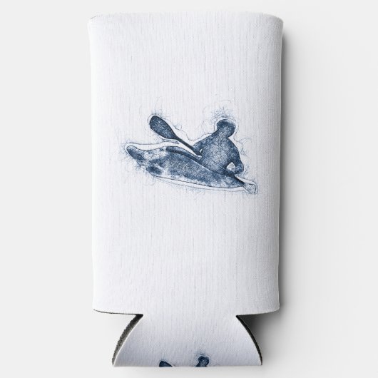 Dynamic Whitewater Kayaker Line Art Seltzer Blikjeskoeler (Voorkant)