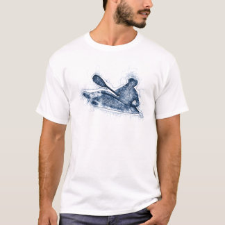 Dynamic Whitewater Kayaker Line Art T-shirt