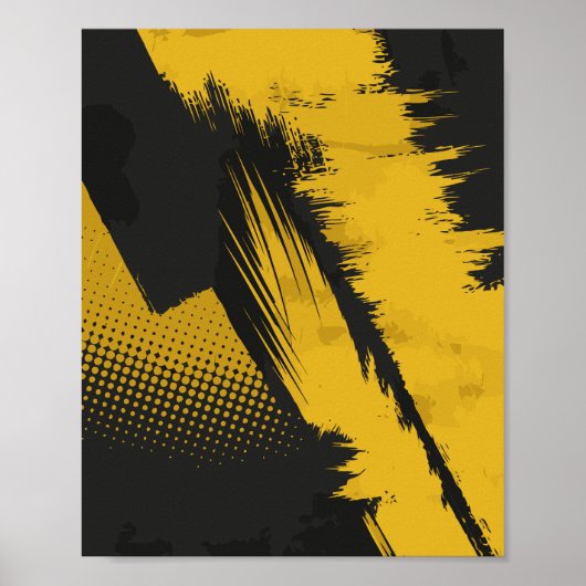 Dynamic Yellow Paint over Dark Surface Poster (Voorkant)