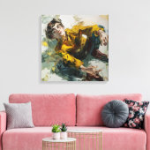 Dynamic Yellow Shirt Impasto BOY Figurative PT Canvas Afdruk (Insitu (Woonkamer))