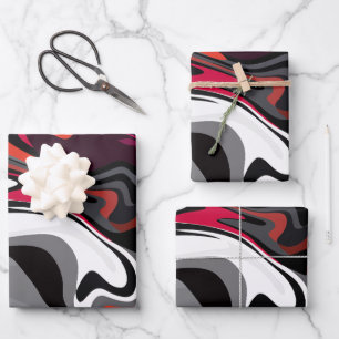 Dynamieke Abstract Draaikolk van Rood, Zwart, Wit  Inpakpapier Vel