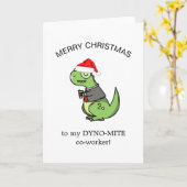 dynamiet collega dinosaurus grappig vrolijk kerstf kaart (Gele Bloem)