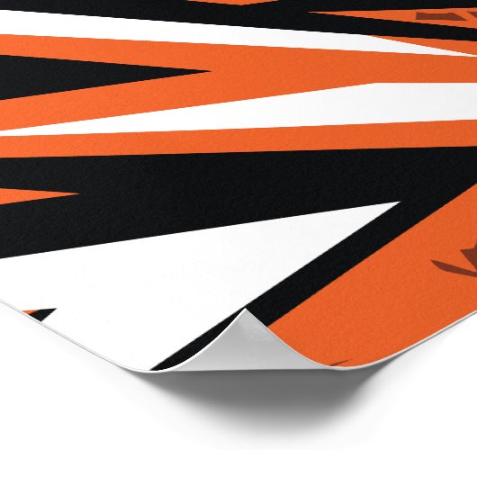 Dynamisch Abstract Sinaasappel & Zwart Geometrisch Poster (Hoek)