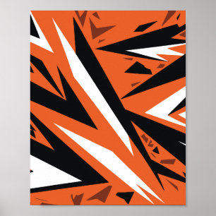 Dynamisch Abstract Sinaasappel & Zwart Geometrisch Poster