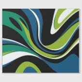Dynamisch Abstract wervelpatroon in groen en blauw Cadeaupapier (Vlak)