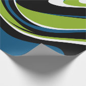 Dynamisch Abstract wervelpatroon in groen en blauw Cadeaupapier (Hoek)