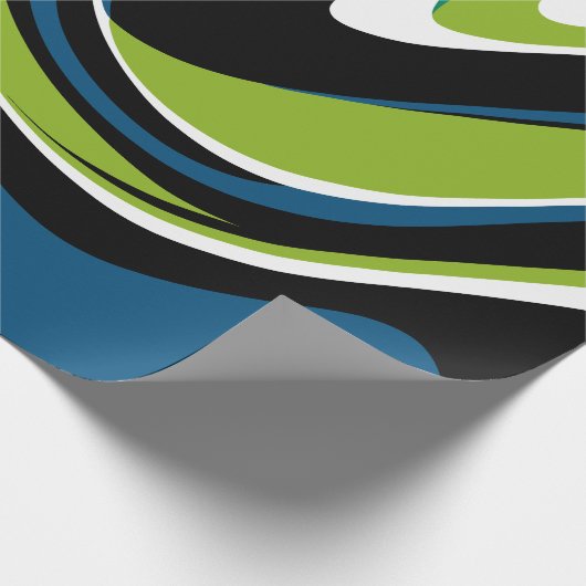 Dynamisch Abstract wervelpatroon in groen en blauw Cadeaupapier (Hoek)