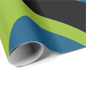Dynamisch Abstract wervelpatroon in groen en blauw Cadeaupapier (Rol Hoek)