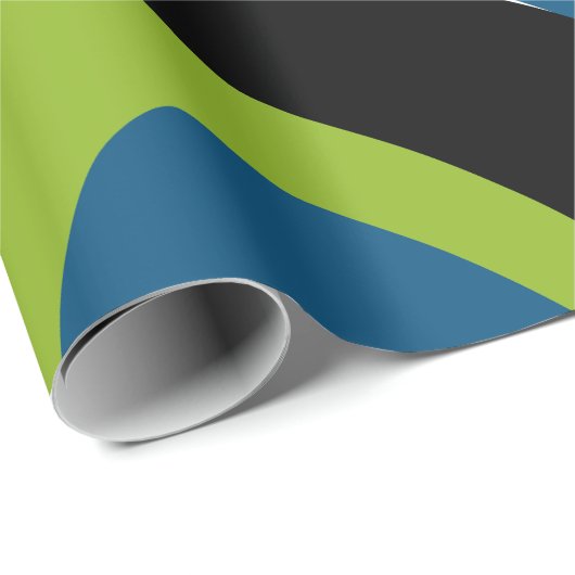 Dynamisch Abstract wervelpatroon in groen en blauw Cadeaupapier (Rol Hoek)