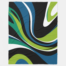 Dynamisch Abstract wervelpatroon in groen en blauw Fleece Deken