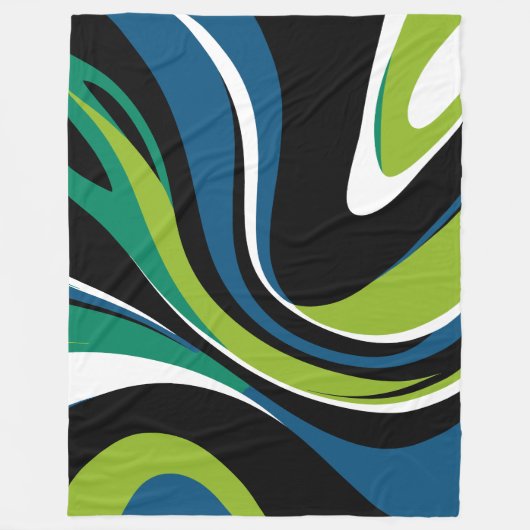 Dynamisch Abstract wervelpatroon in groen en blauw Fleece Deken (Voorkant)