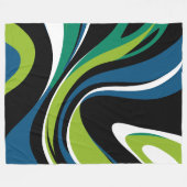 Dynamisch Abstract wervelpatroon in groen en blauw Fleece Deken (Voorkant (Horizontaal))