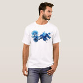 Dynamisch ABSTRACTE BLOEM Kunstontwerp T-shirt (Voorkant volledig)