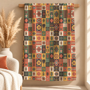 Dynamisch Afrikaans Erfgoedpatroon Decorative Witt Fleece Deken