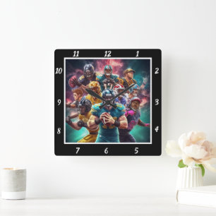 Dynamisch American Football Team Sport Vierkante Klok
