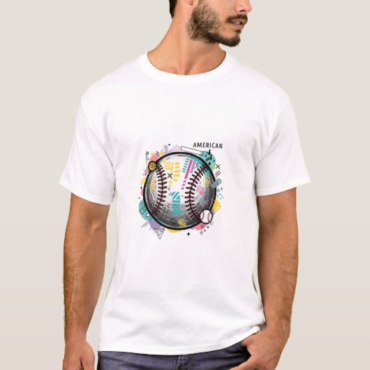 Dynamisch Amerikaans Honkbal T-shirt (Voorkant)