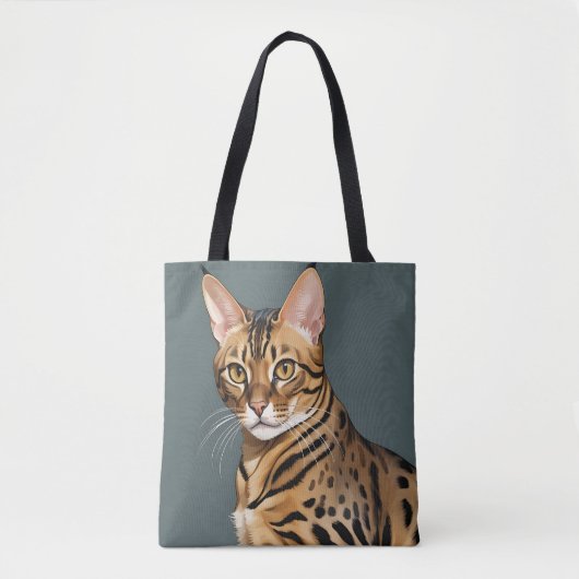Dynamisch Bengaals katportret met kenmerkende vlek Tote Bag (Voorkant)