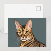 Dynamisch Bengaals kattenportret met onderscheiden Briefkaart (Voorkant / Achterkant)