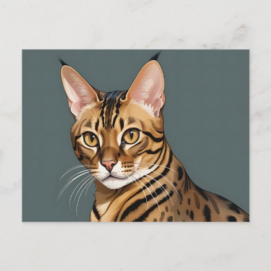 Dynamisch Bengaals kattenportret met onderscheiden Briefkaart (Voorkant)