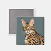 Dynamisch Bengaals kattenportret met onderscheiden Magneet (Voorkant / Achterkant)