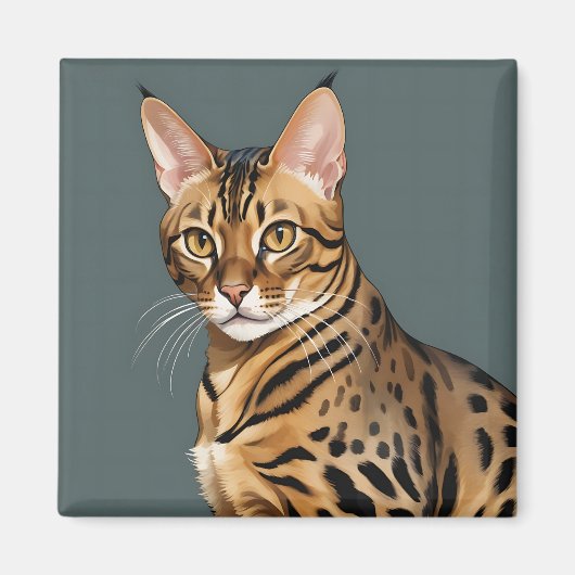 Dynamisch Bengaals kattenportret met onderscheiden Magneet (Voorkant)