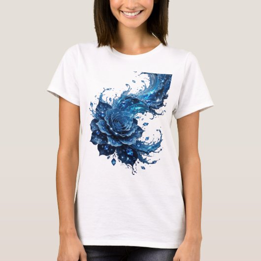 Dynamisch Blau BLUE ROSE Statement T-shirt (Voorkant)